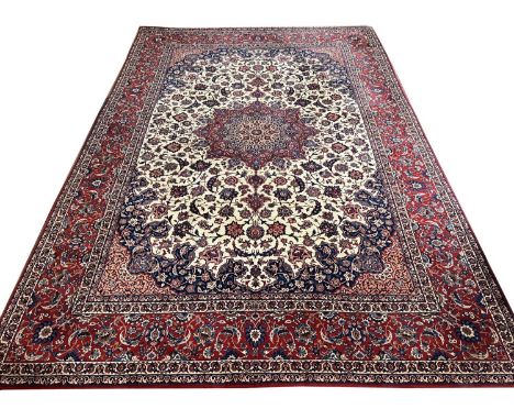 FINE ISPHAHAN CARPET, 330cm x 222cm. 