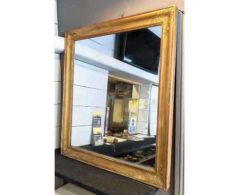 WALL MIRROR, 102cm x 114cm, in a Charles X giltwood and gesso frame. 