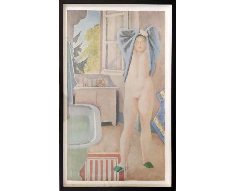 BALTHUS (Balthasar Klossowski,1908-2001), 'The Blue Cloth 1958', lithograph on Arches paper, framed, 72cm x 43cm. 