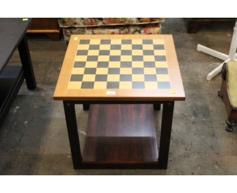 Chessboard topped occasional table or coffee table, height 47 cm, width 51 cm &amp; depth 51 cm