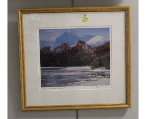 Haydn Morris (Welsh artist), "Derwentwater and Causey Pike", signed lower right, limited edition print 24/100, 49 cm x 53 cm,