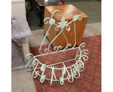 Light mint green wrought iron plant stand 
