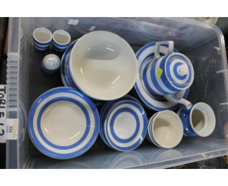T &amp; G Green Cornishware bowls, teapot, storage jar, egg cups etc 