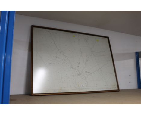 Framed ordnance survey map, featuring High Bailey Head, Grahams Unset and Lords Town