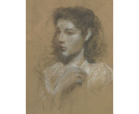 Arthur J Haley, pencil and chalk, portrait of a young woman, 13ins x 10ins, with naked portrait verso
