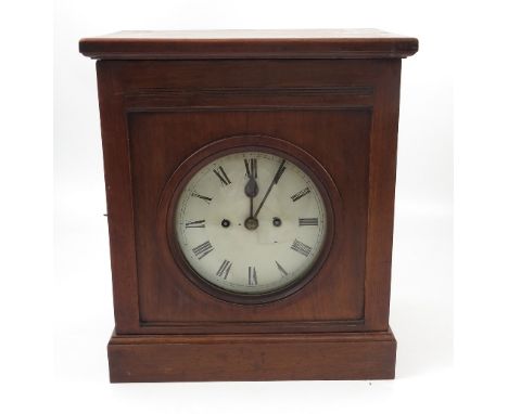 A J W Benson mahogany cased clock, with chiming fusee movement, impressed 6152, having a white enamel dial, Roman numerals an
