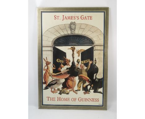 Four reproduction Guinness advertising posters, to include St James's Gate The Home of Guinness, two My Goodness My Guinness 