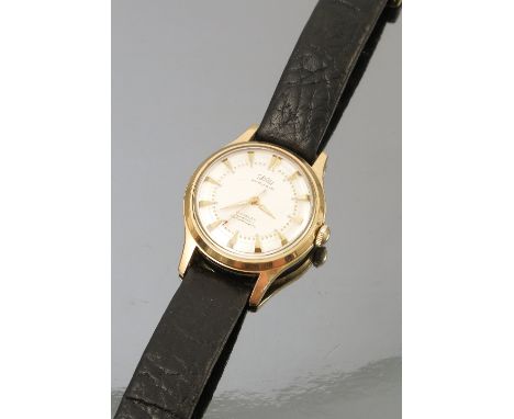 A gentleman's 1950's Jagu automatic wristwatch, the white dial with a textured centre, gilt dagger batons, luminous hands and