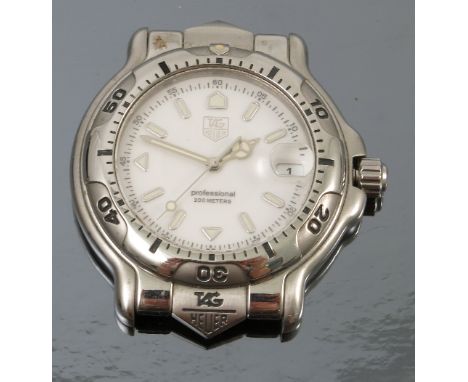 A Tag Heuer Professional mid size gentleman's quartz wrist watch, the white dial with luminous batons, hands and sweep second