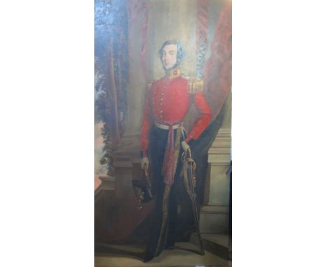 A 19th century oil on canvas, portrait of Cavalry officer in dress uniform, signed G.Robinson pinxit, restored, 87ins x 48ins