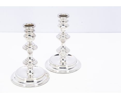 A pair of 1960s filled candlesticks from Mappin &amp; Webb, 16cm, probably silver plated (2)