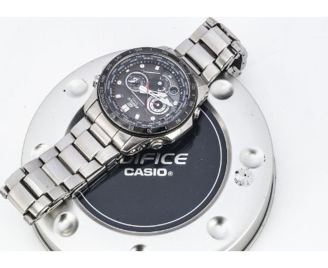 A modern Ediface Casio Wavemeter stainless steel gentleman's wristwatch, 45mm, running, on stainless steel bracelet with thre