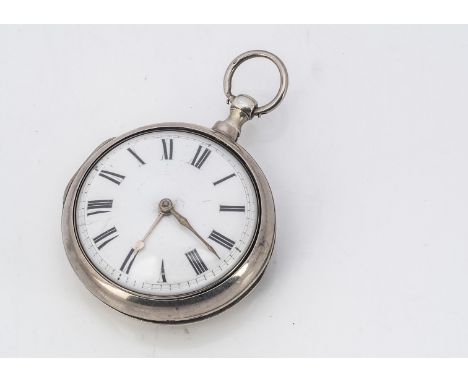 A late George III silver pair cased pocket watch by james Bennett of Norwich, 56mm, AF, with white enamel dial
