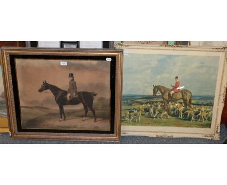 After Abrahams Cooper (RA 1787-1868) Master of the old Surrey and Burstow hounds, mounted on his horse, together with a print