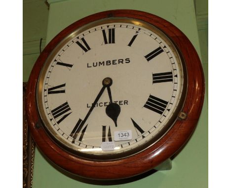 An oak single fusee wall timepiece, Lumbers, Leicester, single chain fusee movement with a platform escapement, movement back