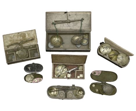 Coin scales (7), some with original weights [Lot]. Varied state; all cased or boxed [some boxes damaged] £80-£100