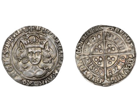 Henry VI (First reign, 1422-1461), Pinecone-Mascle issue, Groat, Calais, mm. crosses IIIa/V, reads henric d gra, pinecones in