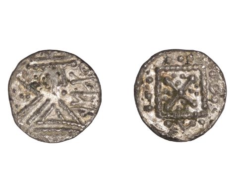 Early Anglo-Saxon Period, Sceatta, Eclectic series, Sceatta, type R/51 mule, bust right with pyramidal neck, runes in front, 