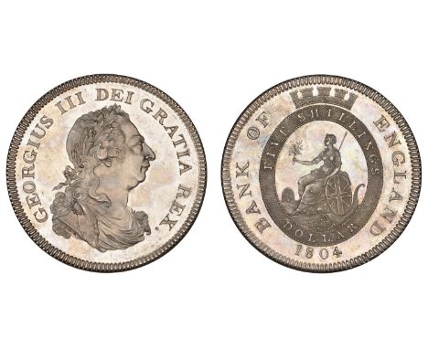 George III (1760-1820), Bank of England, Dollar, 1804, types A/2b, k inverted, edge plain, 27.04g/12h (L & S 56; ESC 1928; S 
