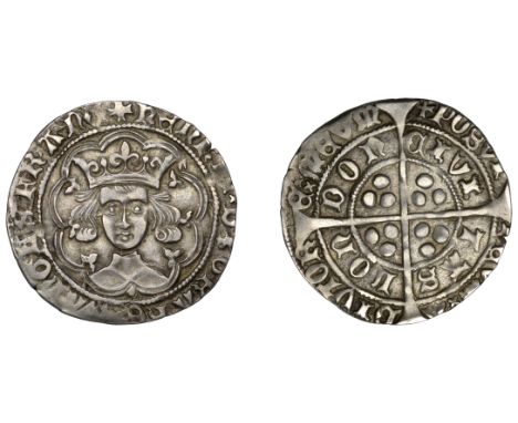 Henry VI (First reign, 1422-1461), Leaf-Mascle/Leaf-Trefoil mule, Groat, mm. crosses IV/V, leaf in breast spandrel, mascle af