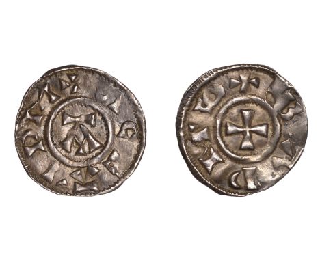 Danish East Anglia, St Edmund, Memorial coinage, Penny, Badi [Bado], sc eaidm, chevron-barred A, rev. bad mio, cross pattée, 