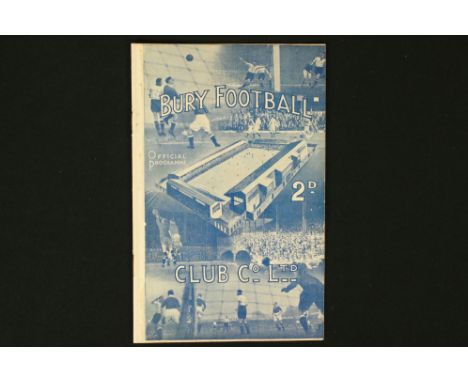 Football Programme - 1938/9 Bury v Tottenham H, Division Two, dated 17th December 1938, 16 pages with original cover 