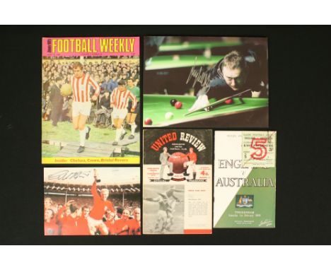 Small mixed group to include Jimmy White &amp; Geoff Hurst signed photos, England v Australia Rugby Union International 1st F