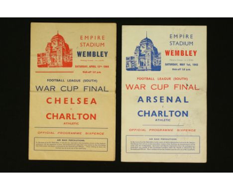 Football Programmes - Two WW2 Football League (South) War Cup Finals at Wembley, 1942/43 Arsenal v Charlton dated 1st May 194