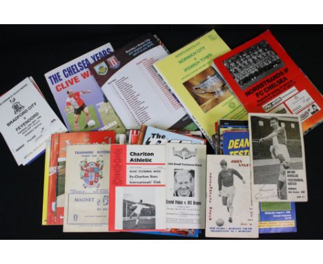 Collection of  approx.109 different friendly and testimonial football programmes, excellent variety of games both in the UK a