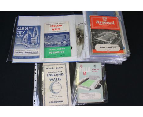 Football Programmes - a binder of 50+ mostly Cardiff City homes 1950s onwards, to include v Newcastle 54/5, WBA 55/6, Barnsle