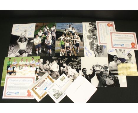 Football Autographs - Tottenham Hotspur FC, a group of eight photos, some with CoA, all with multiple signatures of 1960s pla