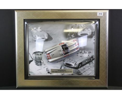 Motor Racing / Formula One Autograph - Sir Stirling Moss, a framed and dome glazed montage featuring a scale Mille Miglia 722