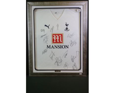 Football Autographs - Tottenham Hotspur FC, a framed and glazed 2007/08 Mansion sponsored shirt, signed by 14 squad members, 