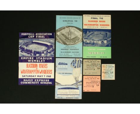 Football - FA Cup Final 1960, Blackburn Rvrs v Wolverhampton Wdrs, programme, ticket and songsheet, together with programme &
