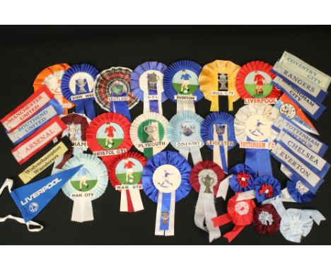 Football - A collection of 23 rosettes, 1960s / 1970s, to include Tottenham, Manchester City, West Ham, Manchester United etc