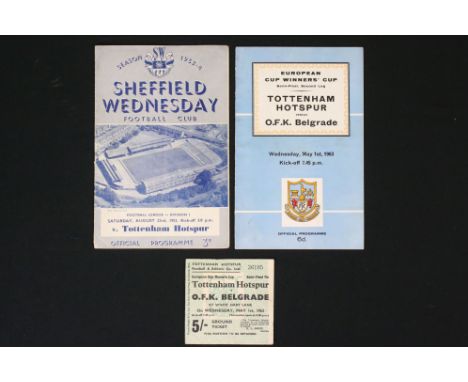 Football programmes - Spurs v OFK Belgrade ECWC S-F 2nd Leg programme with match ticket played 1st May 1963 (pen to back of t