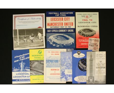 Football - FA Cup Final 1963, Leicester City v Manchester Utd, programme, ticket and songsheet, together with six programmes 