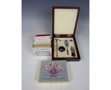 A bottle opening set, together with playing cards