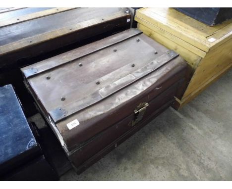 A Victorian tin plate cabin trunk