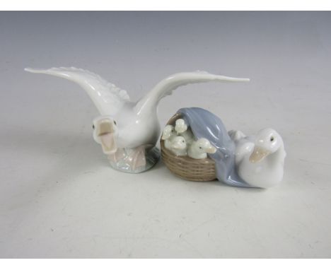 A selection of Lladro swan and goose figurines