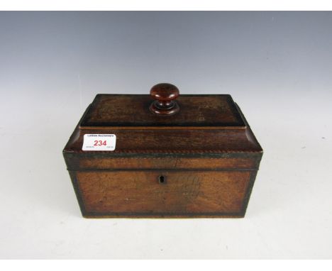 A Georgian mahogany three compartment tea caddy
