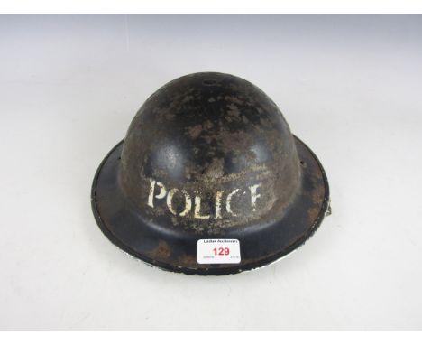 A Second World War police steel helmet