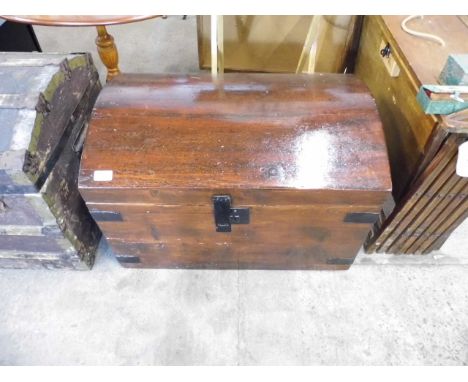 A Victorian small wooden dome topped trunk