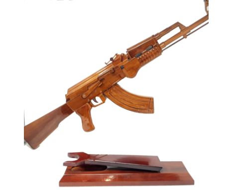 The AK-47, officially known as the Avtomat Kalashnikova, is a selective-fire, gas-operated assault rifle designed by Mikhail 