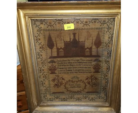 A 19th Century gilt framed sampler by Eliza Poole aged 11 years 