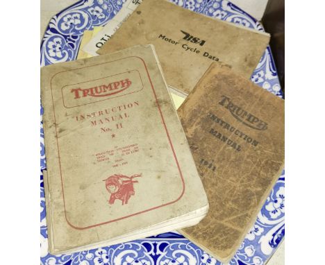 A TRIUMPH motorcycles instruction manual for Thunderbird Tiger etc Models 1945 - 55, other similar manuals etc 