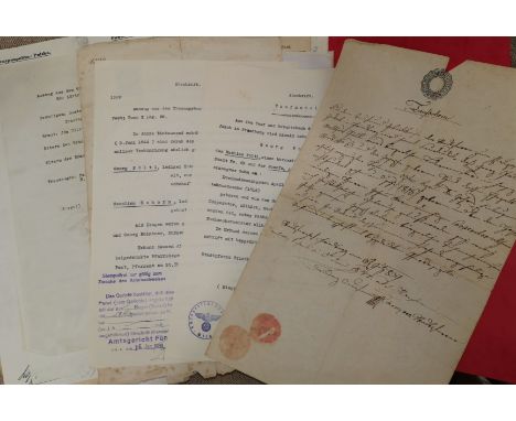 Three 19th century manuscript military service papers with transcripts and other military ephemera 