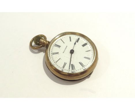 A 9ct gold cased fob watch, Waltham and Co, "Riverside", 34.4g total