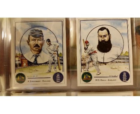 CRICKET, modern, complete (11), inc. County Print (3), Marks (7), Reeve (repro c/c) etc., in modern album, EX, 280*