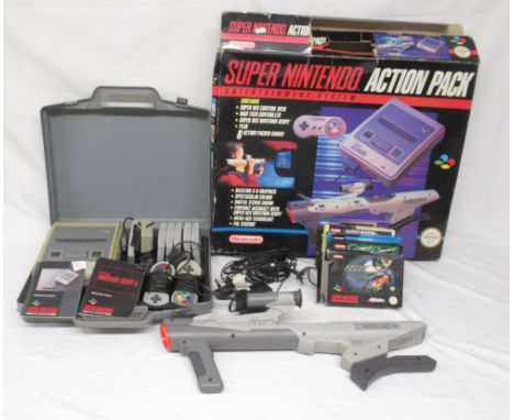 Super Nintendo Entertainment System Action Pack to comprise NES Console, 2 Controllers, Nintendo Scope, 4 games held in case 